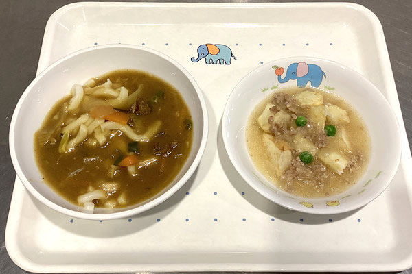 カレーうどん・揚げじゃがのそぼろあんかけ